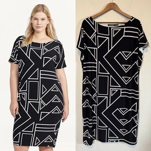 Ralph Lauren Black and White Graphic Midi Dress